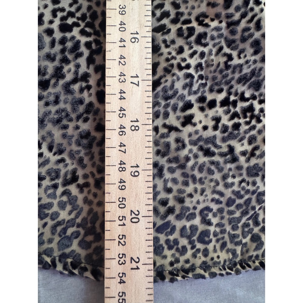 Anthropologie Leopard Print Burnout Velvet Blouse Mock Neck Sheer Top XSP Petite - Picture 9 of 9